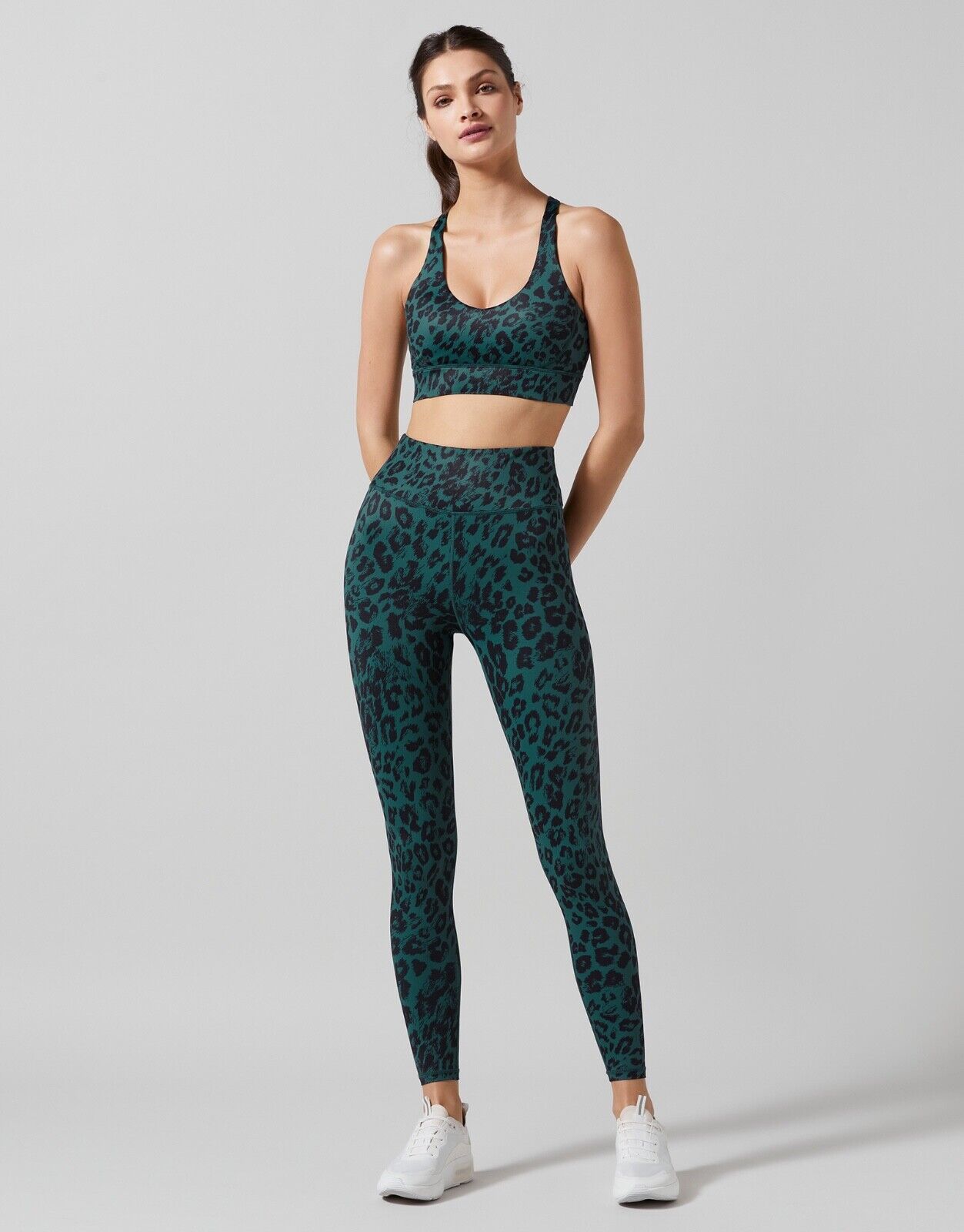 Lilybod Layla Leggings Pine Leopard. Full body image.