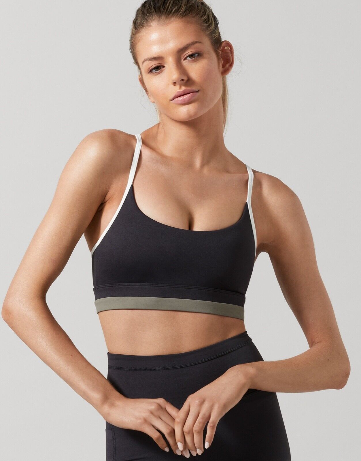 Lilybod Kenya Sports Bra Obsidian Gray. Front image.