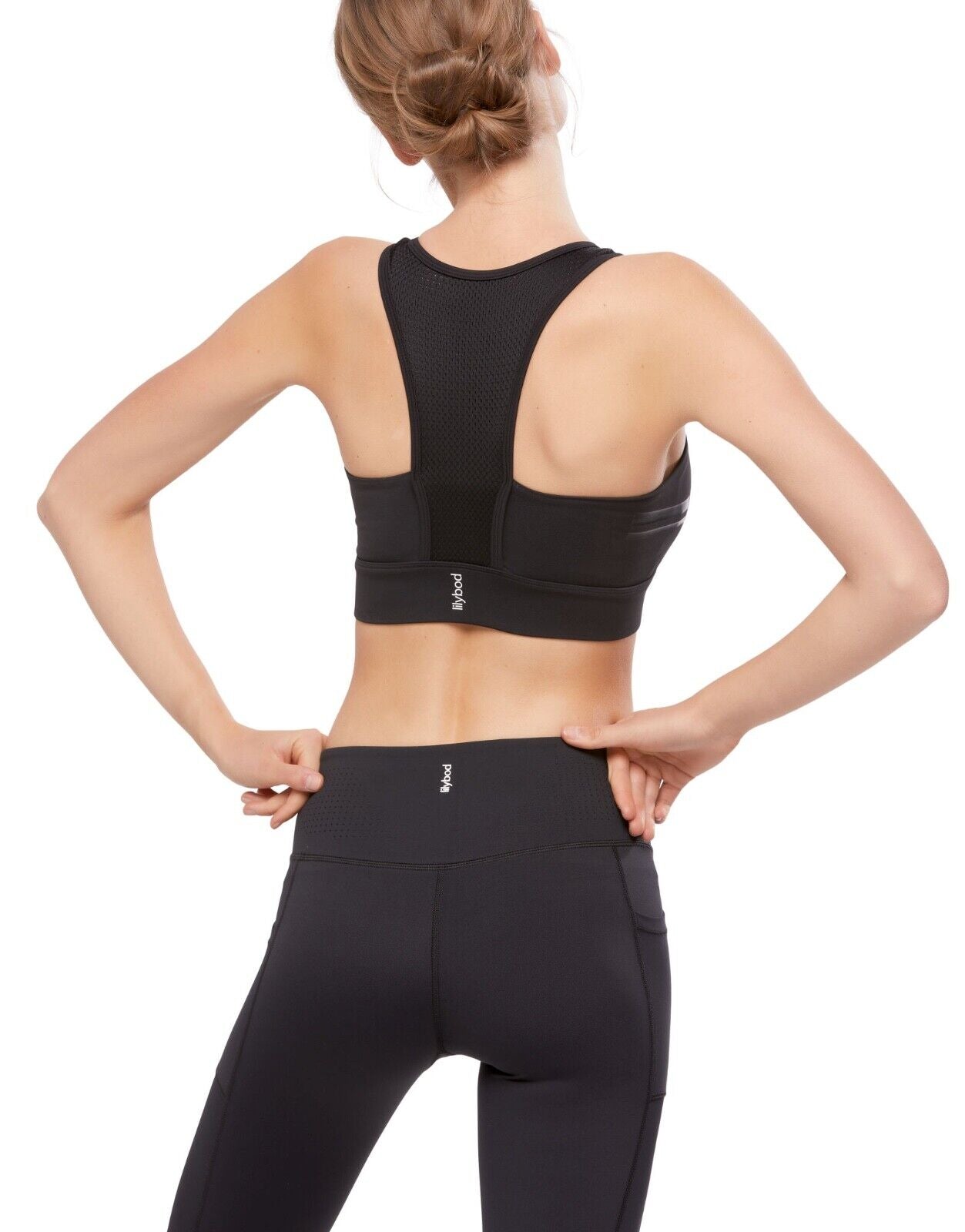 Lilybod Isla Sports Bra Black. Back image.