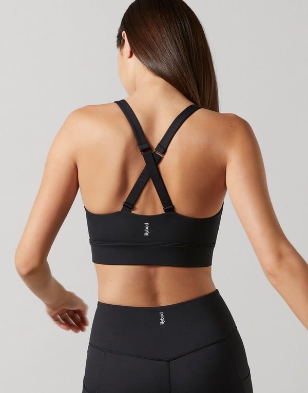 Lilybod Baseline Sports Bra Black. Back Image.