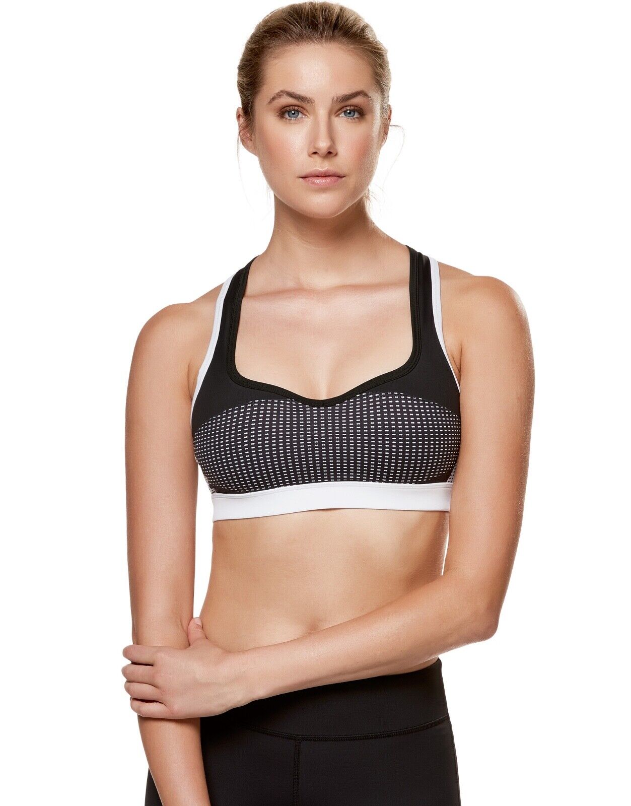 Lilybod Chloe Sports Bra Superstar Black. Front Image.