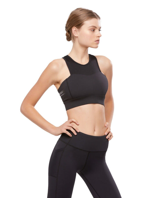 Lilybod Isla Sports Bra Black. Front side image.