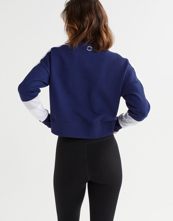 Lilybod Alyna Sweater Navy Blue White. Back image.