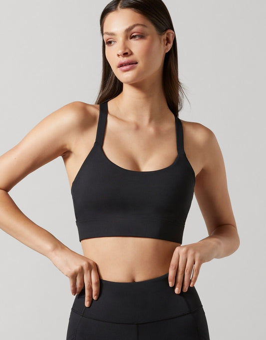 Lilybod Baseline Sports Bra Black. Front Image.