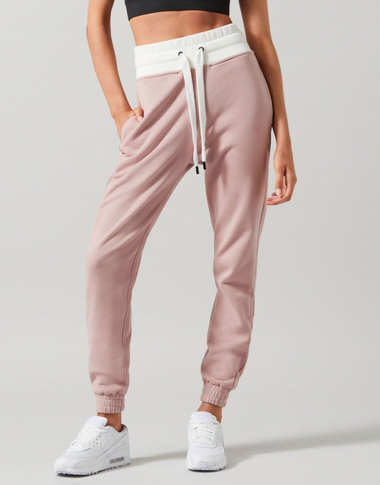 Lilybod Elina Relaxed Fit Sweatpants Cameo Rose. Front image.