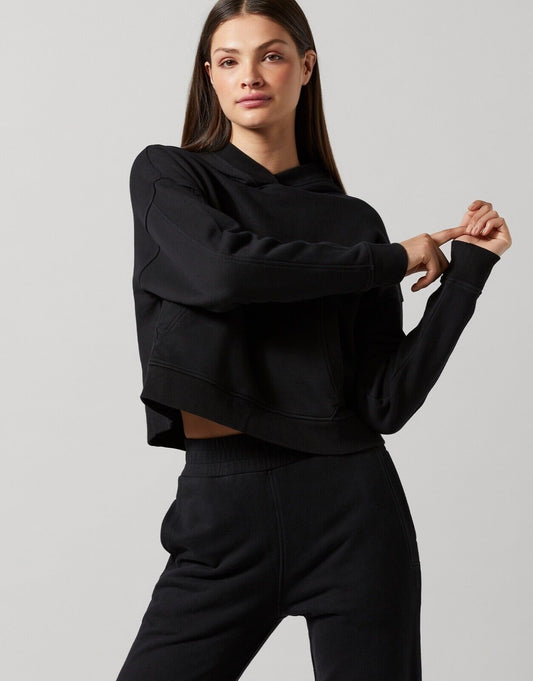 Lilybod Ariella Hoodie Sweater Black. Front image.