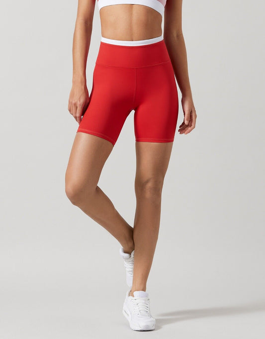 Lilybod Korina Bike Shorts Flame Red. Front image.