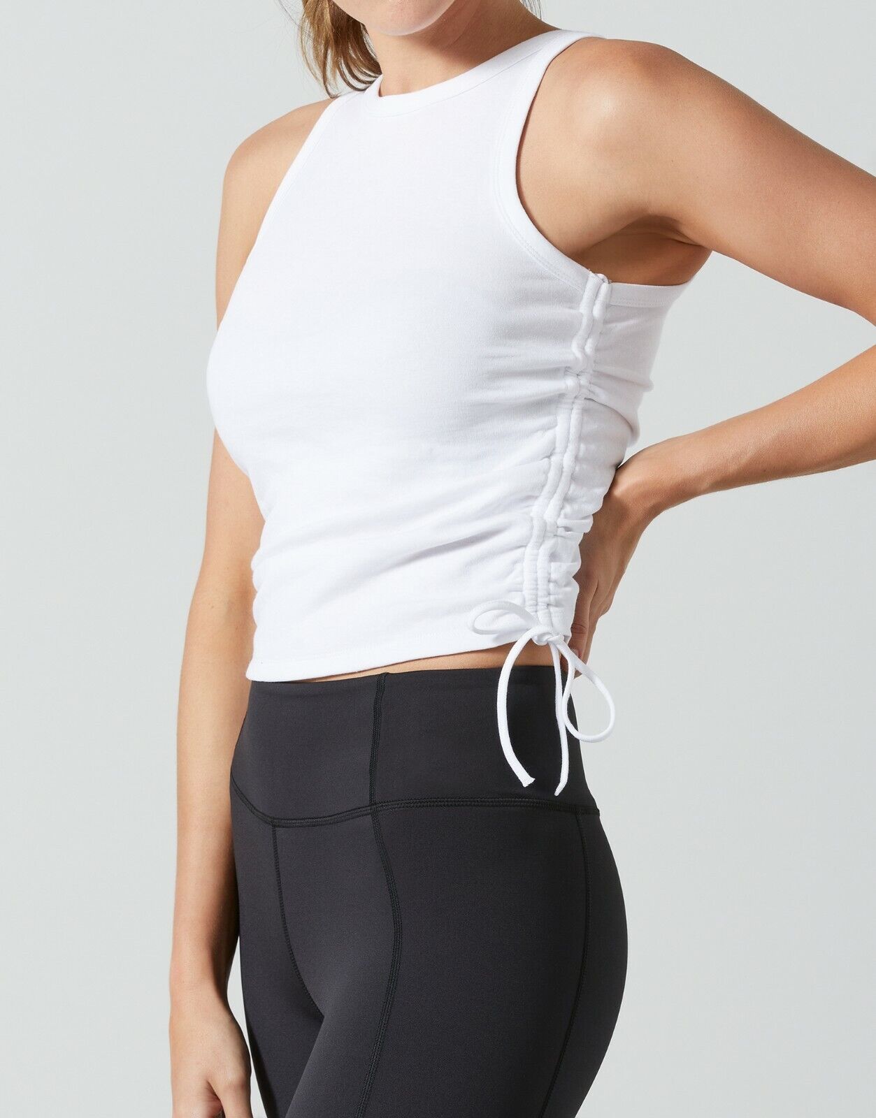 Lilybod Harmoni Activewear Tank White. Front side image.