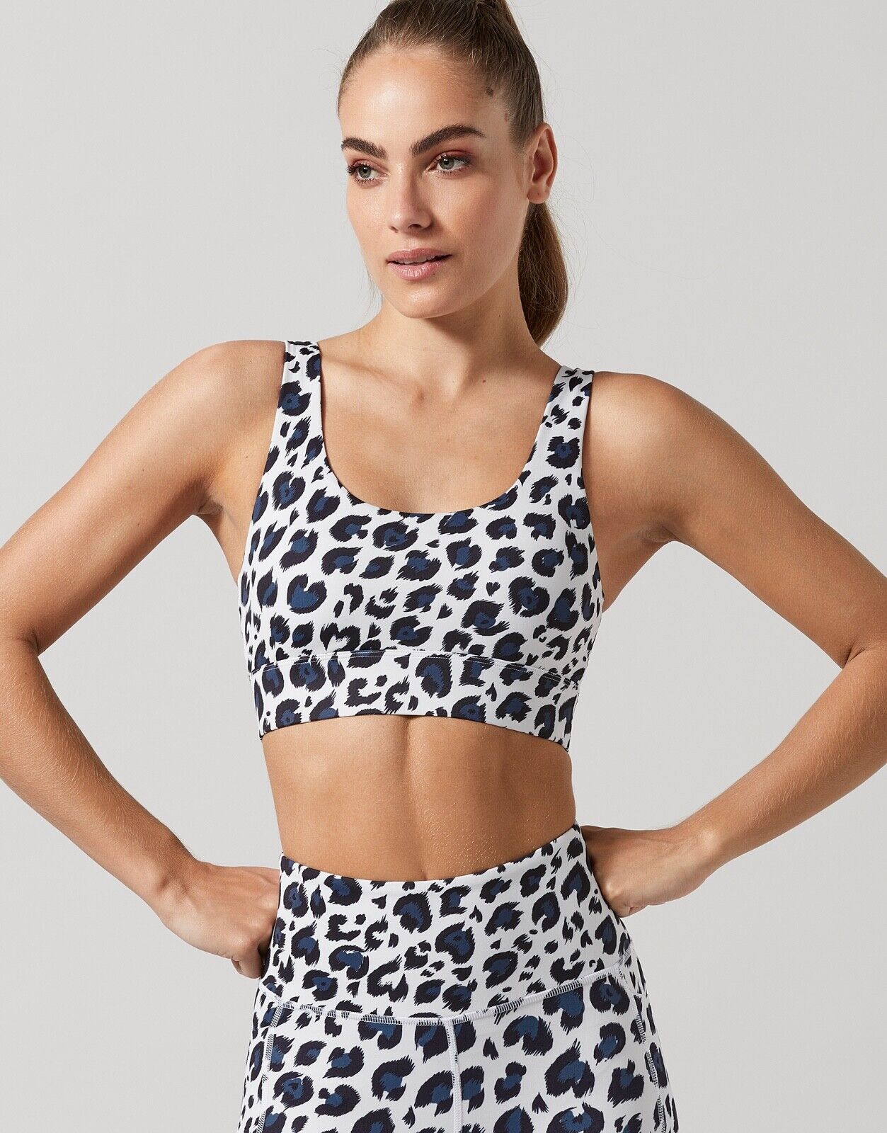 Lilybod Lexie Sports Bra Lapis Safari Print. Front image.