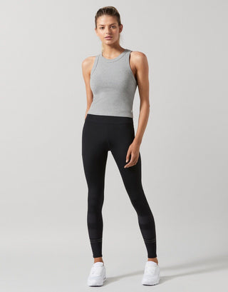 Lilybod Harmony Ribbed Tank Grey Marle Rib. Full body image.