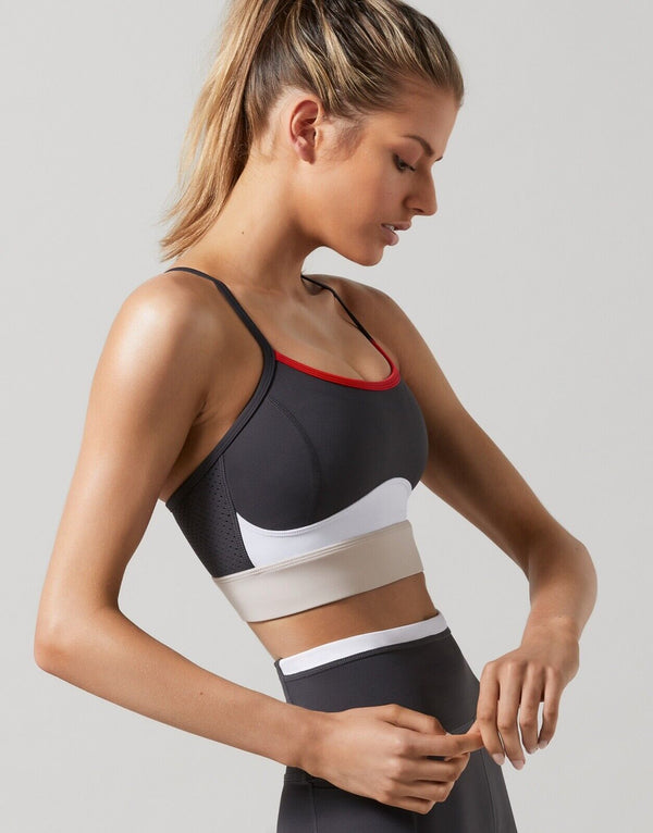 Lilybod Pipa Sports Bra Size XS Slate, Flame & Nimbus. Side image.