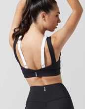 Lilybod Amber Sports Bra White Black. Back image.