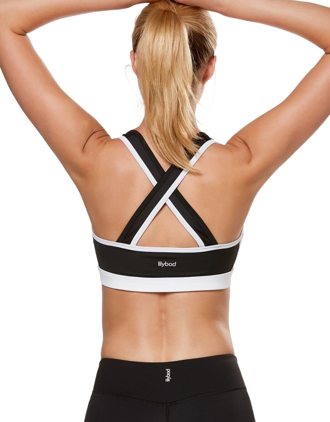 Lilybod Chloe Sports Bra Superstar Black. Back Image.