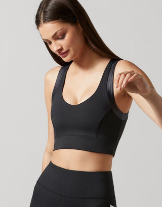 Lilybod Kim Sports Bra Smoke Black Crop Top. Side image.