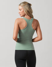 Lilybod Leera Ribbed Tank Sage Green Rib. Back image