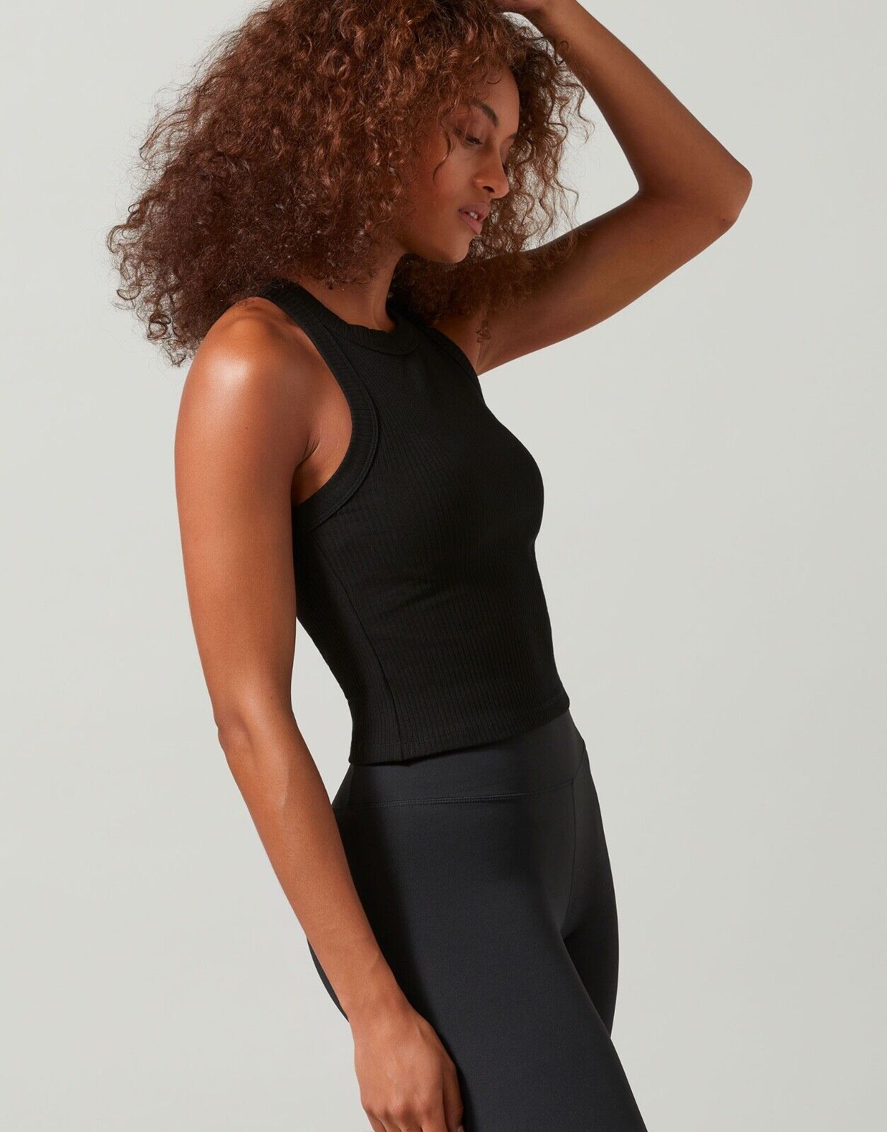 Lilybod Harmony Ribbed Tank Black. Side image.