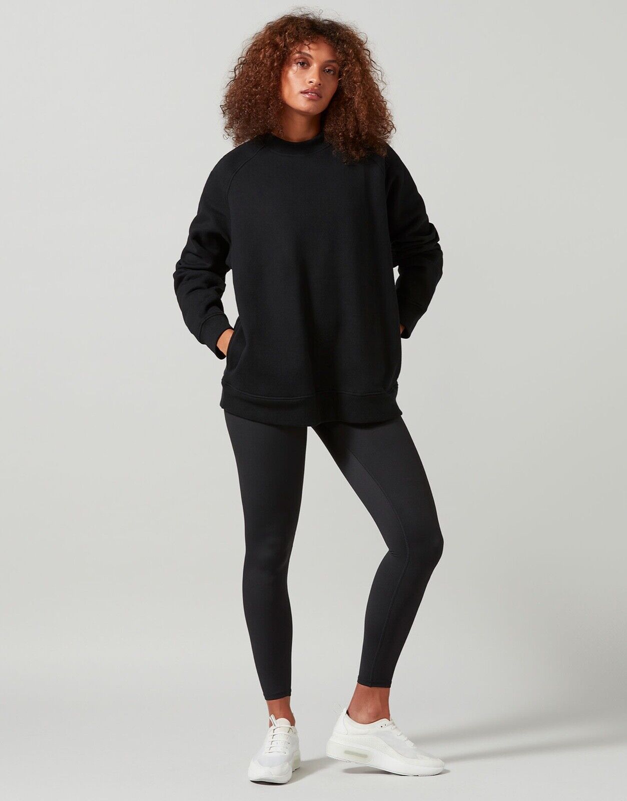 Lilybod Tara-XR Oversized Fleece Lined Sweater Black. Full body image.