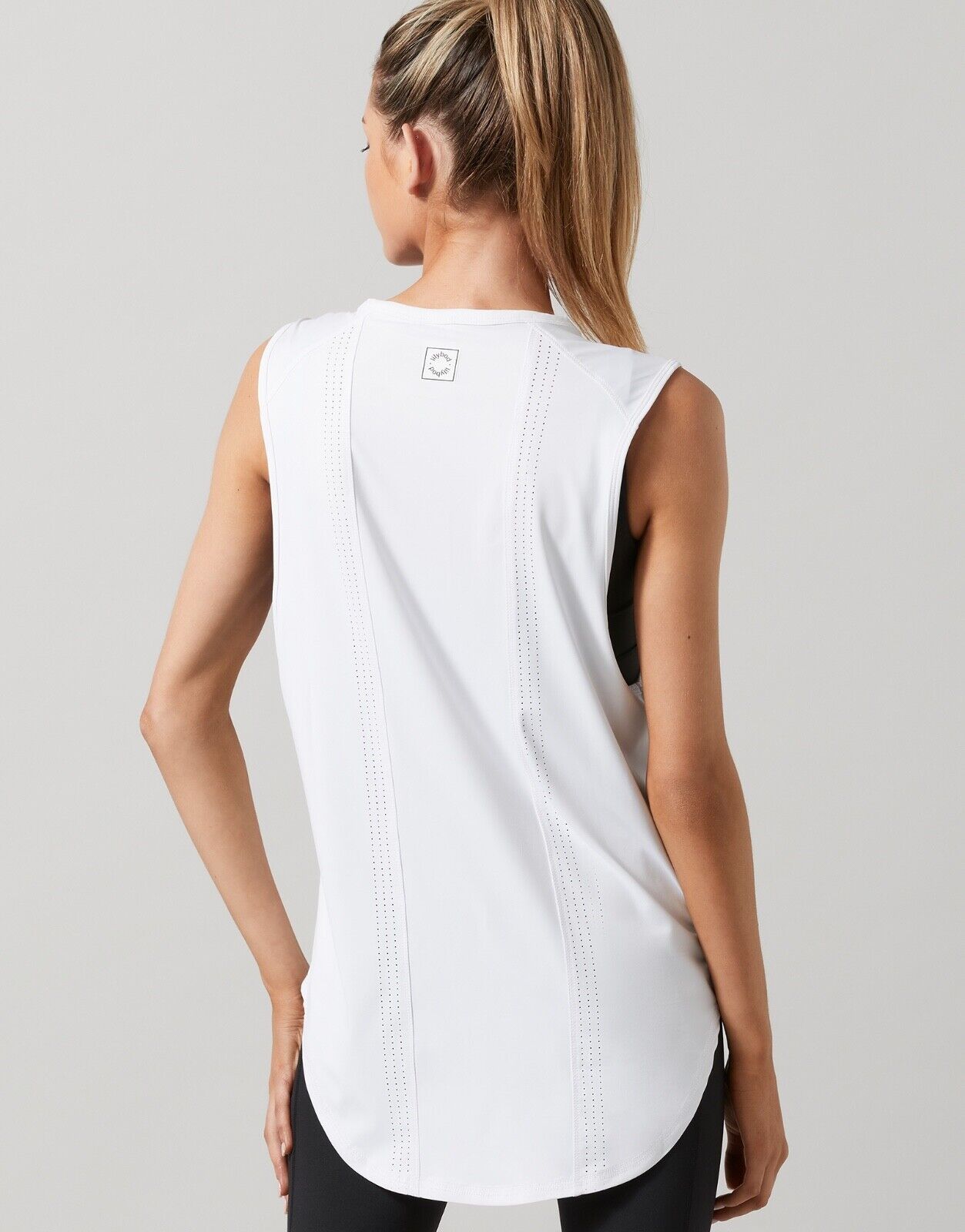 Lilybod Lily Activewear Muscle Tank White. Back image.