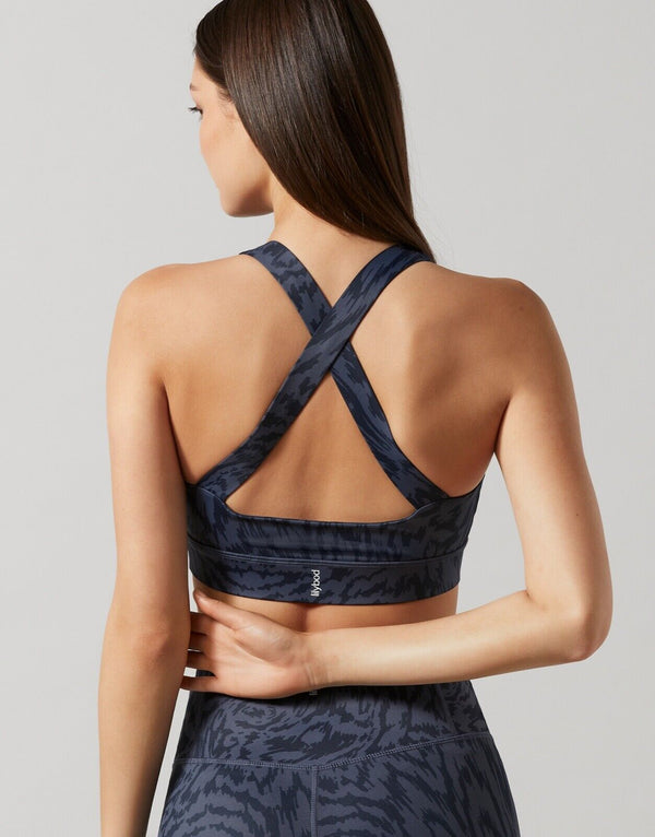Lilybod Kira Sports Bra Ink Liquid Print. Back image.