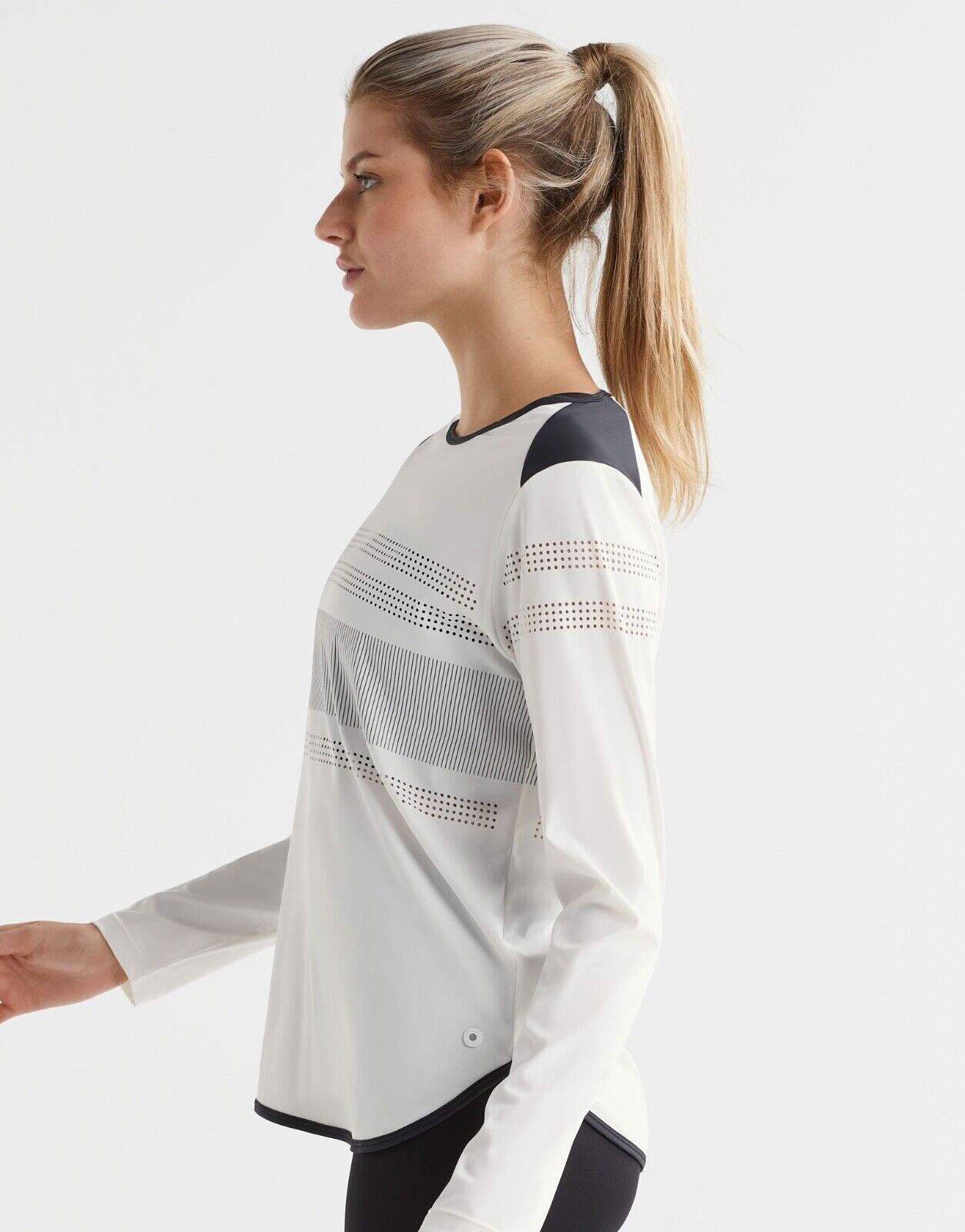 Lilybod Bella Long Sleeved Top White. Side Image.