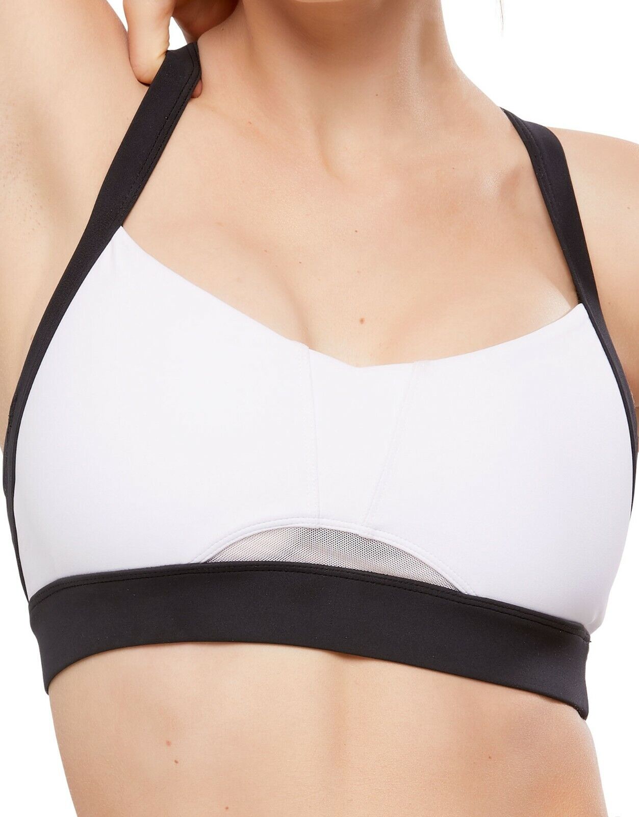 Lilybod Poppy Sports Bra White Mono. Close image.