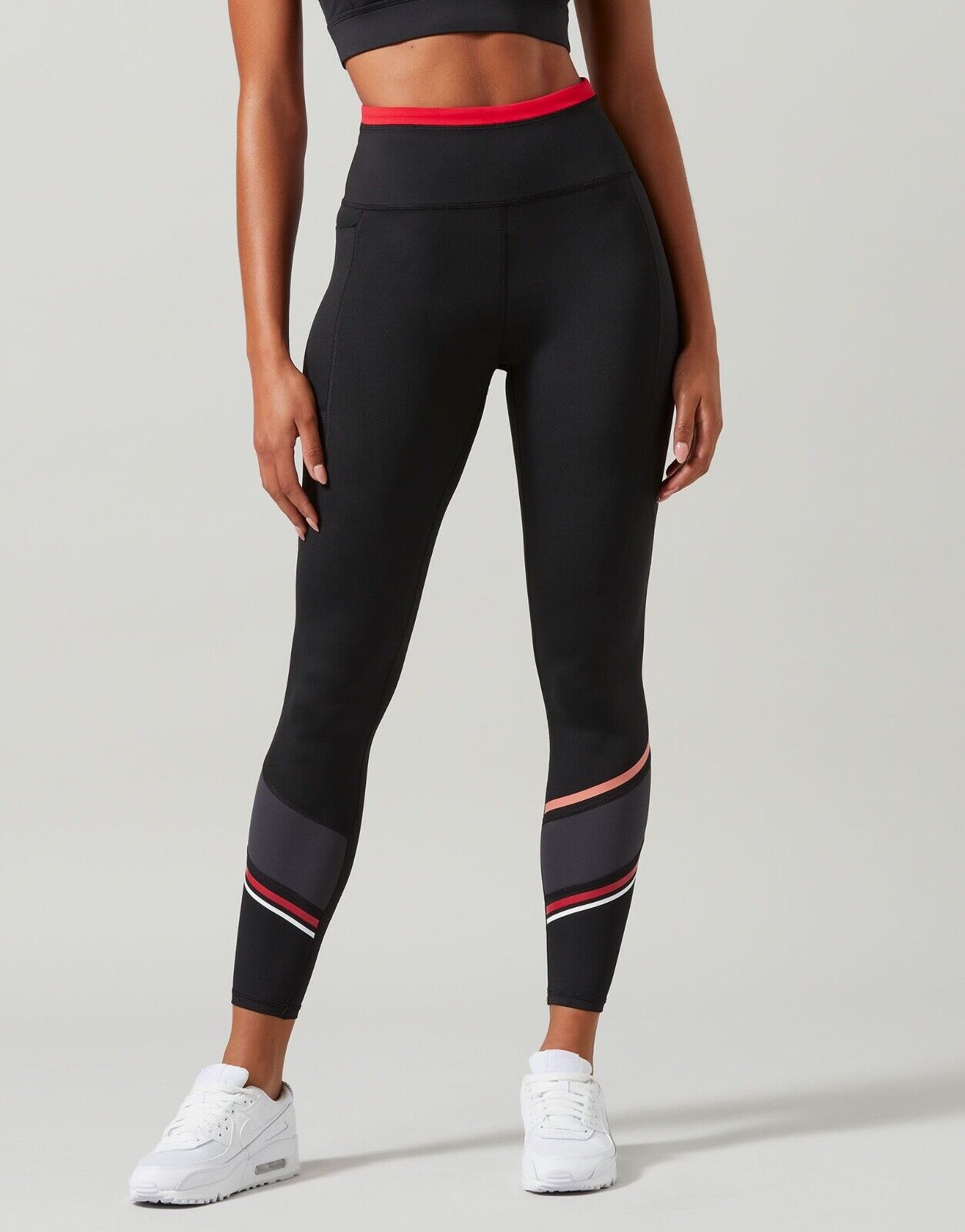 Lilybod Nile-XR Leggings Smoke Black/Flame. Front image.