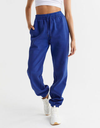 Lilybod Kora Fleece Sweatpants Blue Bolt. Front image.