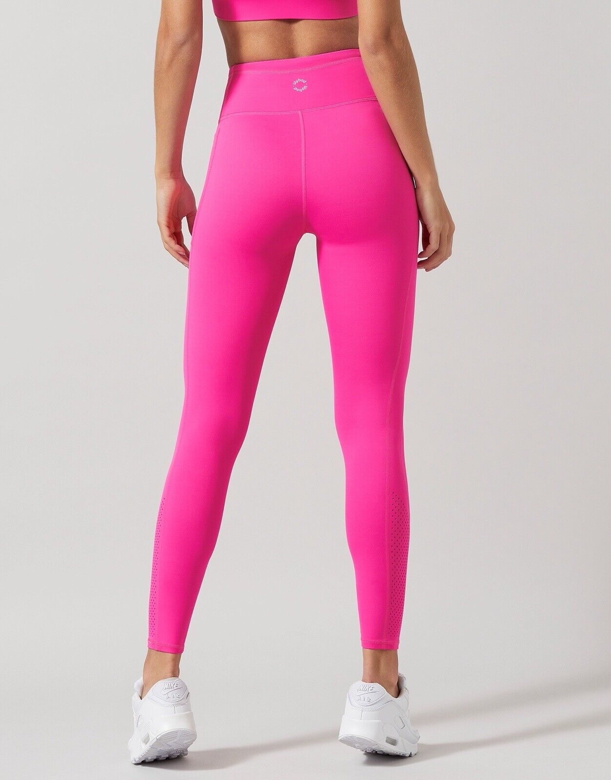 Lilybod Alexa-XR Leggings Hot Pink Pop Orange Tie up leggings. Back image.