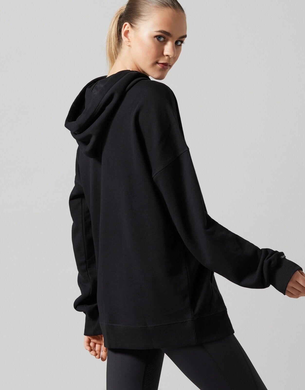 Lilybod Mia Sweater Boyfriend Hoodie Black. Back image.