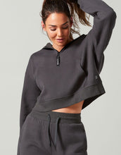 Lilybod Layla Fleece Lined Sweater Obsidian Gray. Front image.