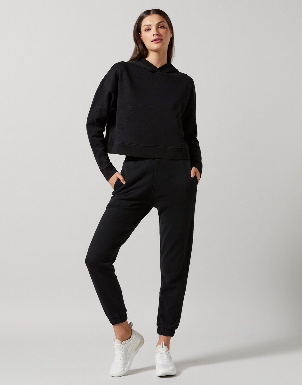 Lilybod Elliott Relaxed Fit Sweatpants Black Wash. Full body image.