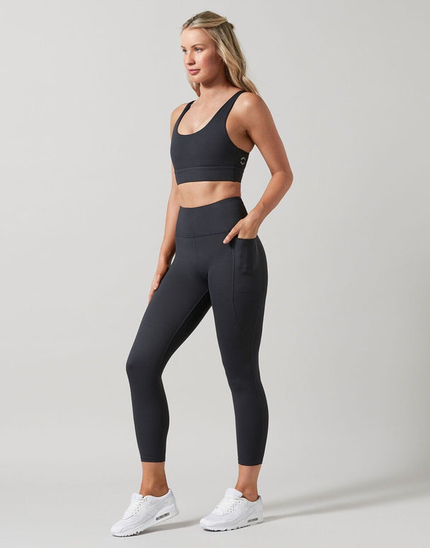 Lilybod Thea Sports Bra Coal. Full body image.