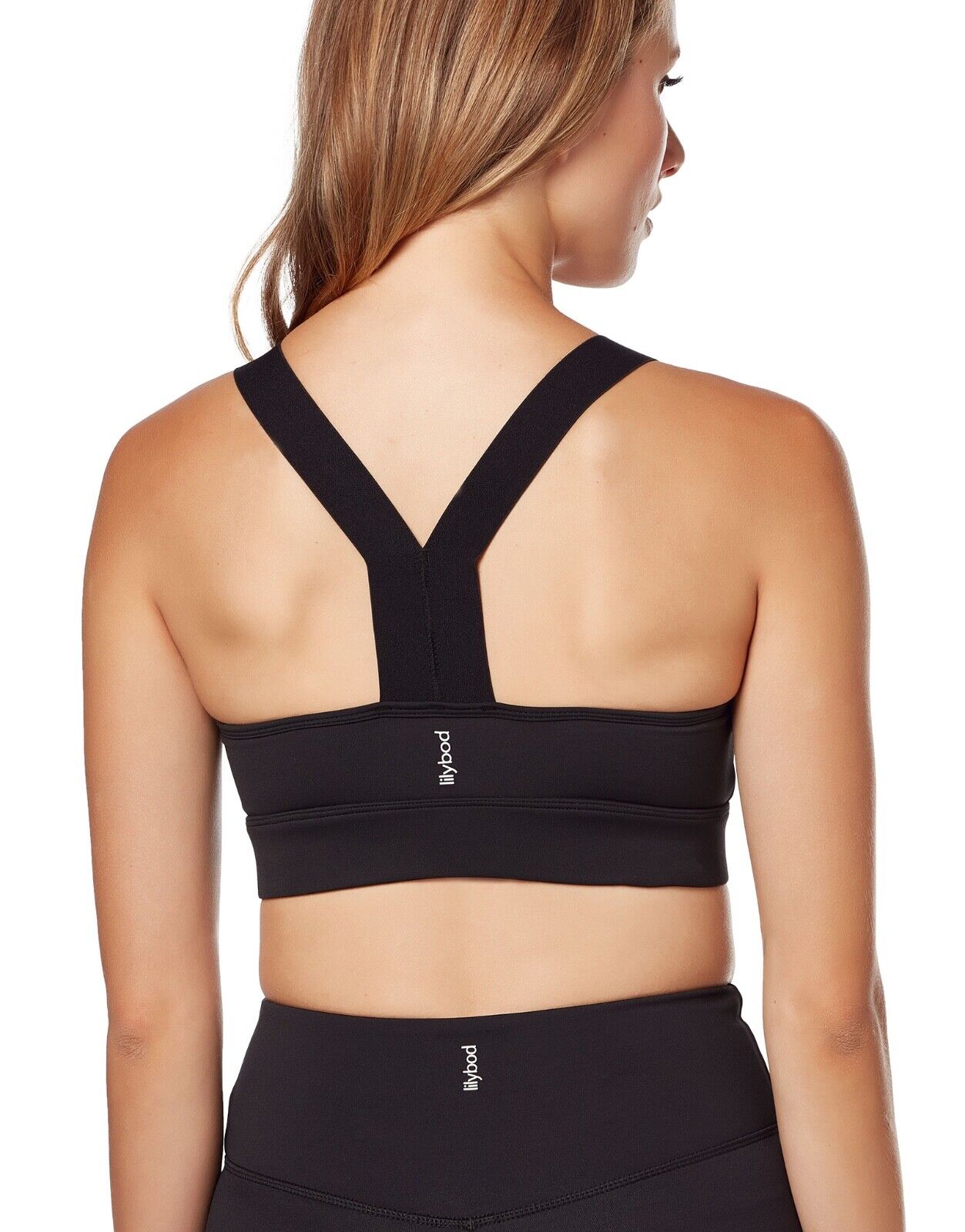 Lilybod Mia Sports Bra Black Noir. Back image.