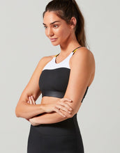 Lilybod Thalia Sports Bra Black, White & Lemon. Side image.