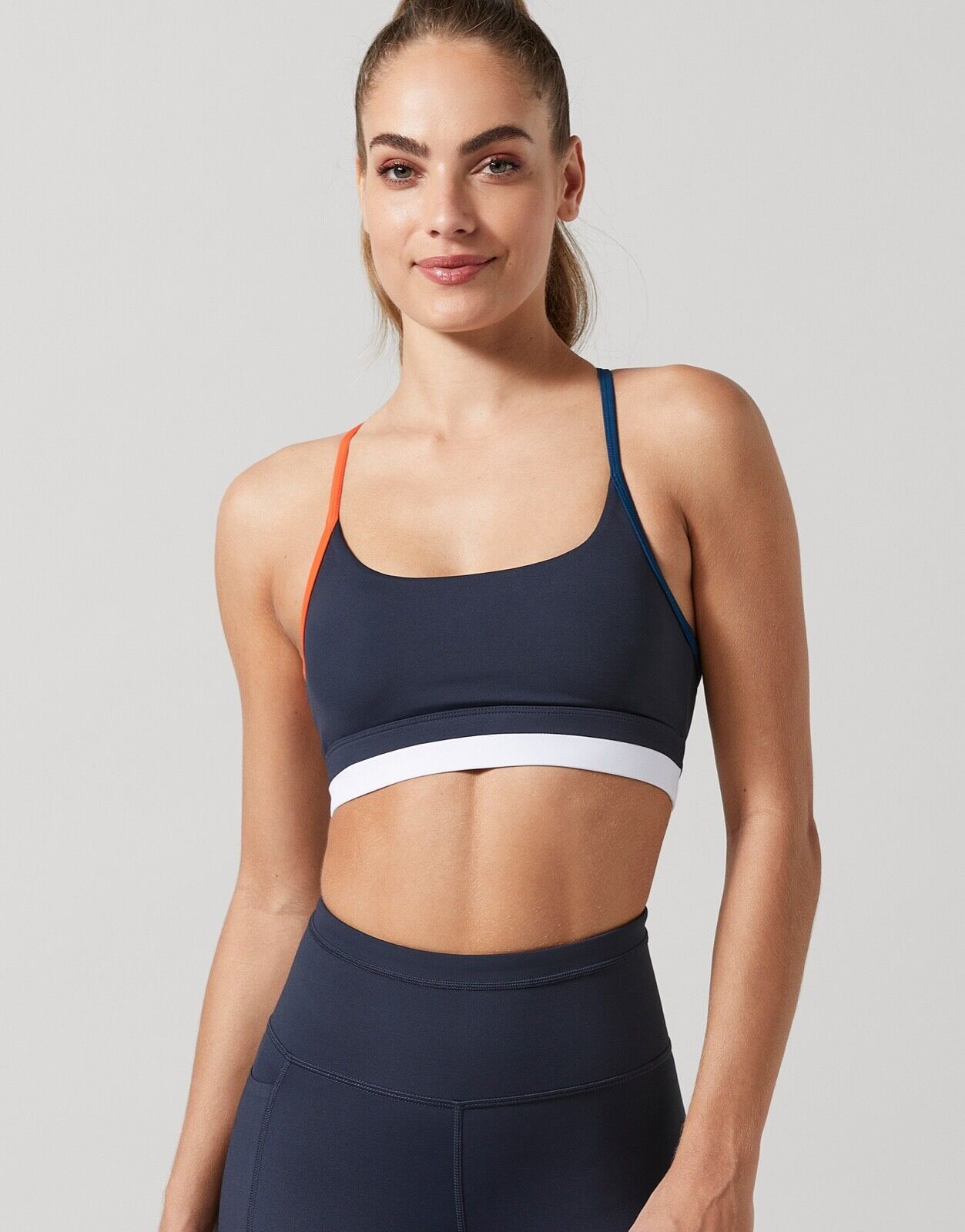 Lilybod Kenya-XR Sports Bra Carbon Blue. Front image.