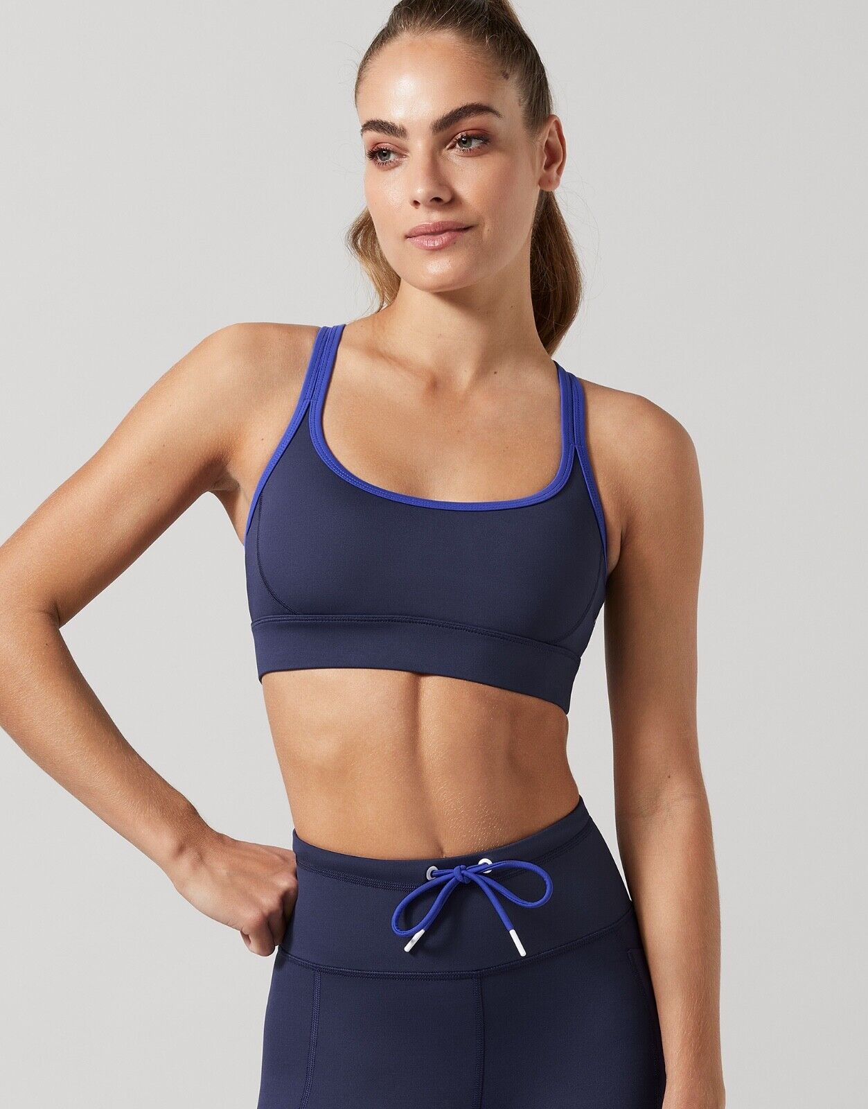 Lilybod River-XR Sports Bra Navy/Cobalt. Front image.