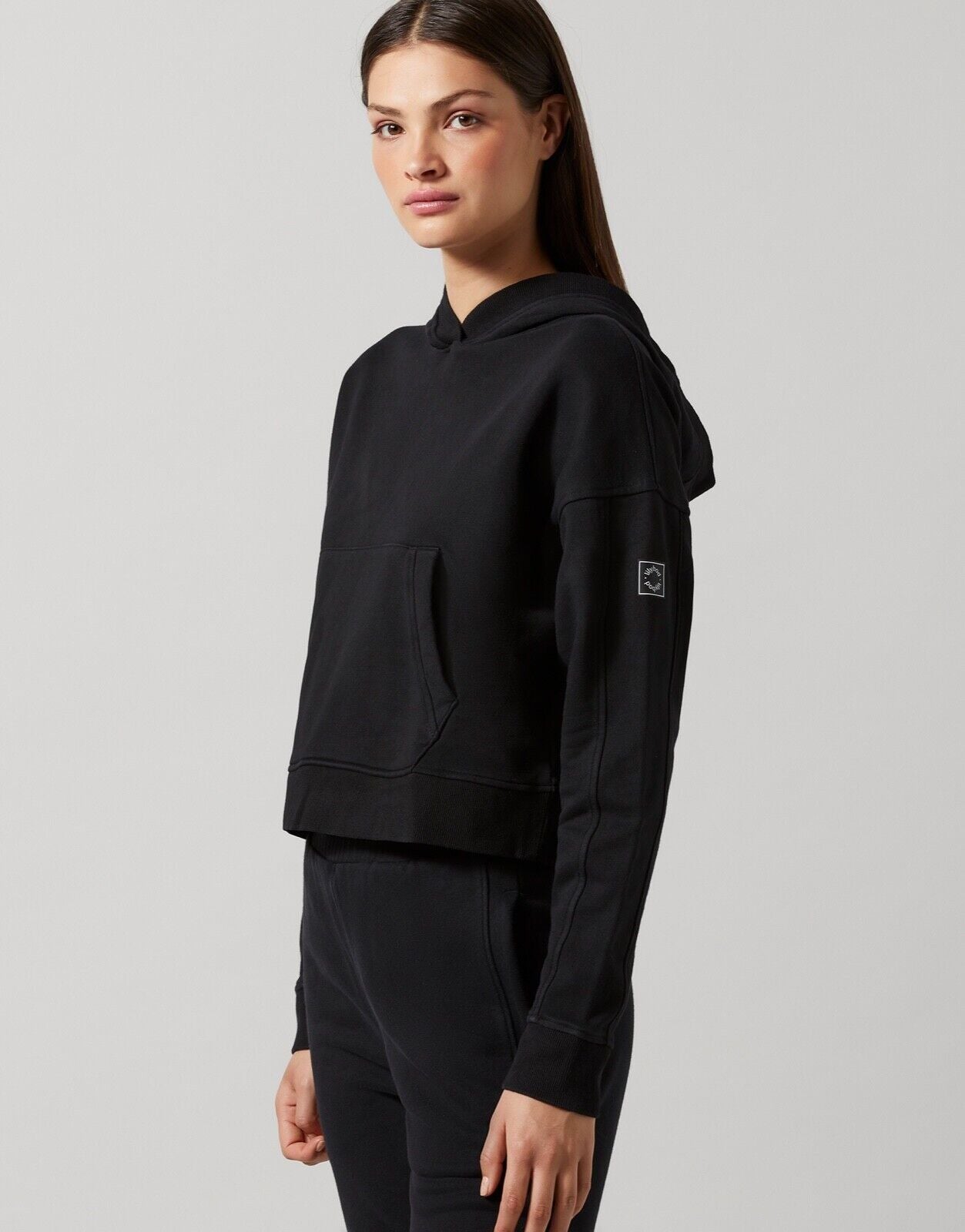 Lilybod Ariella Hoodie Sweater Black. Side image.