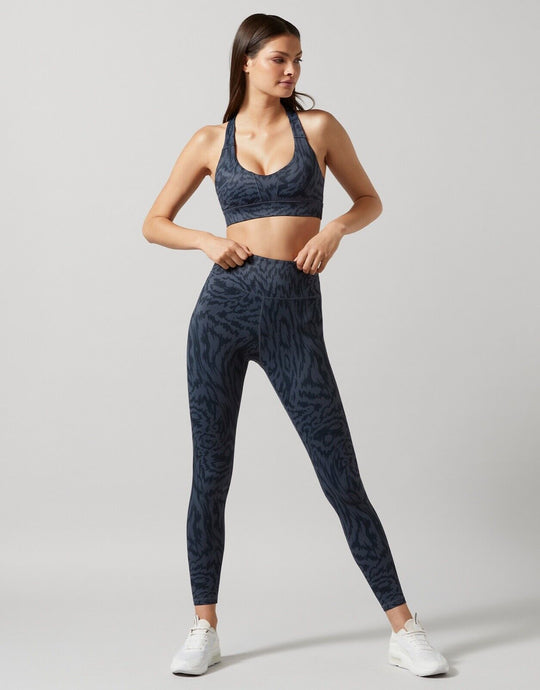 Lilybod Kira Sports Bra Ink Liquid Print. Full body image.