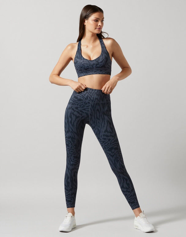 Lilybod Kira Sports Bra Ink Liquid Print. Full body image.