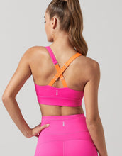 Lilybod River-XR Sports Bra Hot Pink/Pop Orange. Back image.