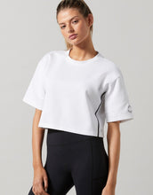 Lilybod Roxanne Cropped Tee White. Font side image.