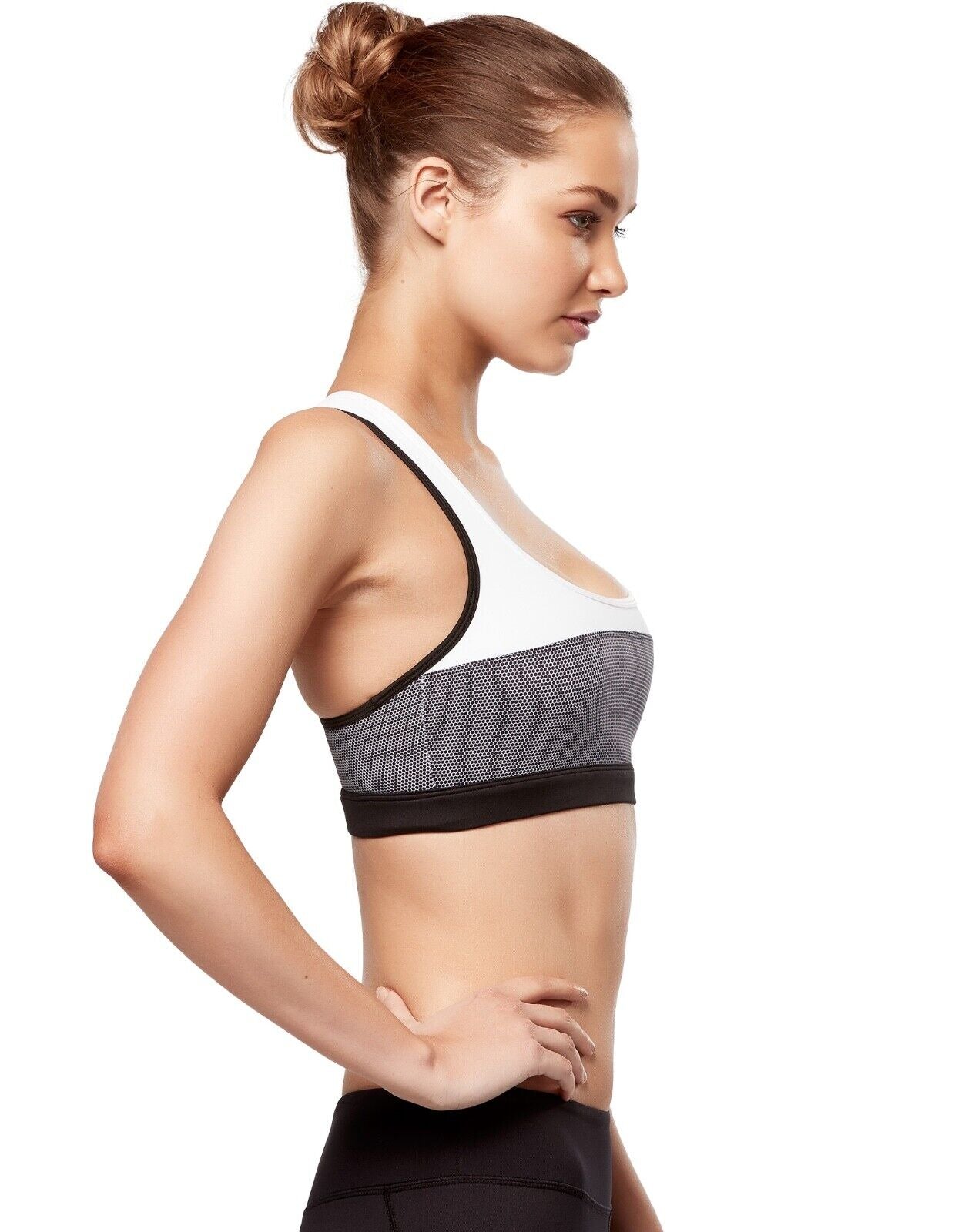 Lilybod Ivy Sports Bra White Mirage. Side on image.