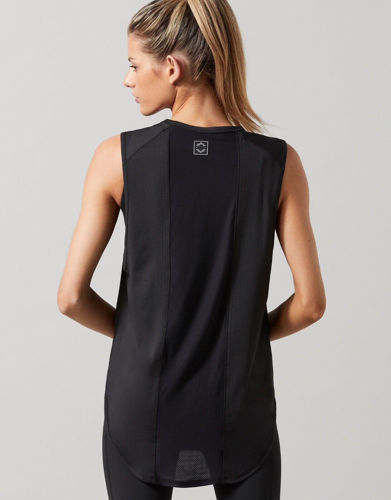 Lilybod Lily Activewear Muscle Tank Size XS Black. Back image.