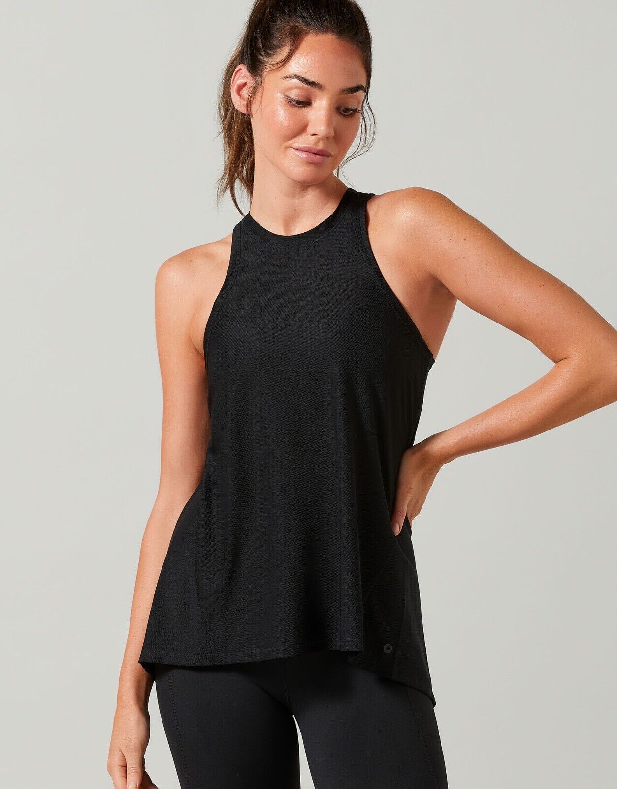 Lilybod Kendell-XR Activewear Tank Smoke Black. Front image.