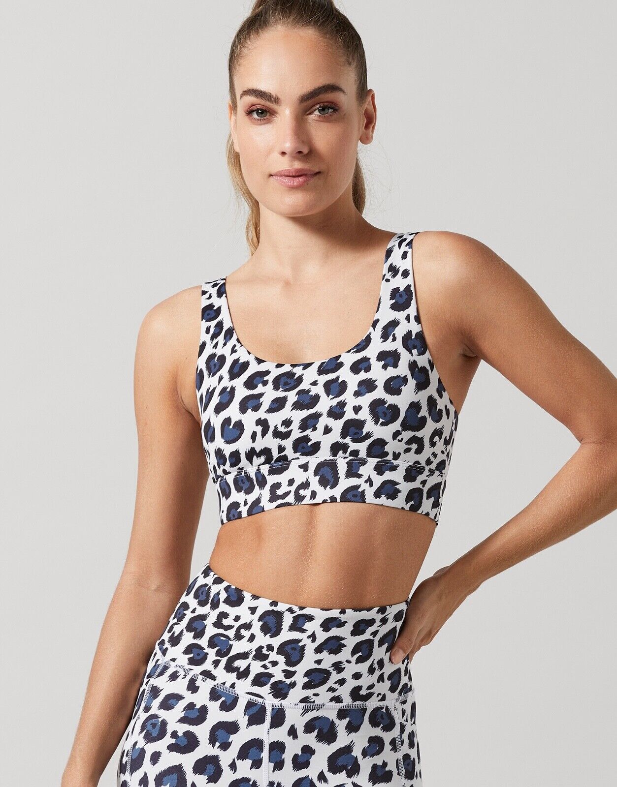 Lilybod Lexie Sports Bra Lapis Safari Print. Front side image.