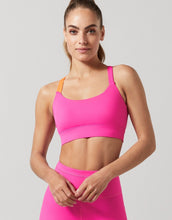 Lilybod River-XR Sports Bra Hot Pink/Pop Orange. Front image.