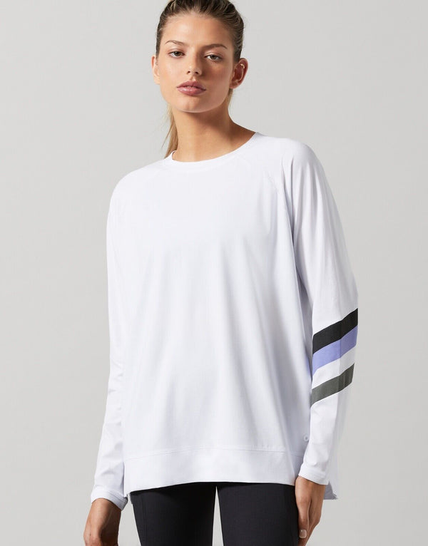 Lilybod Phoenix Long Sleeve Top White. Front image.