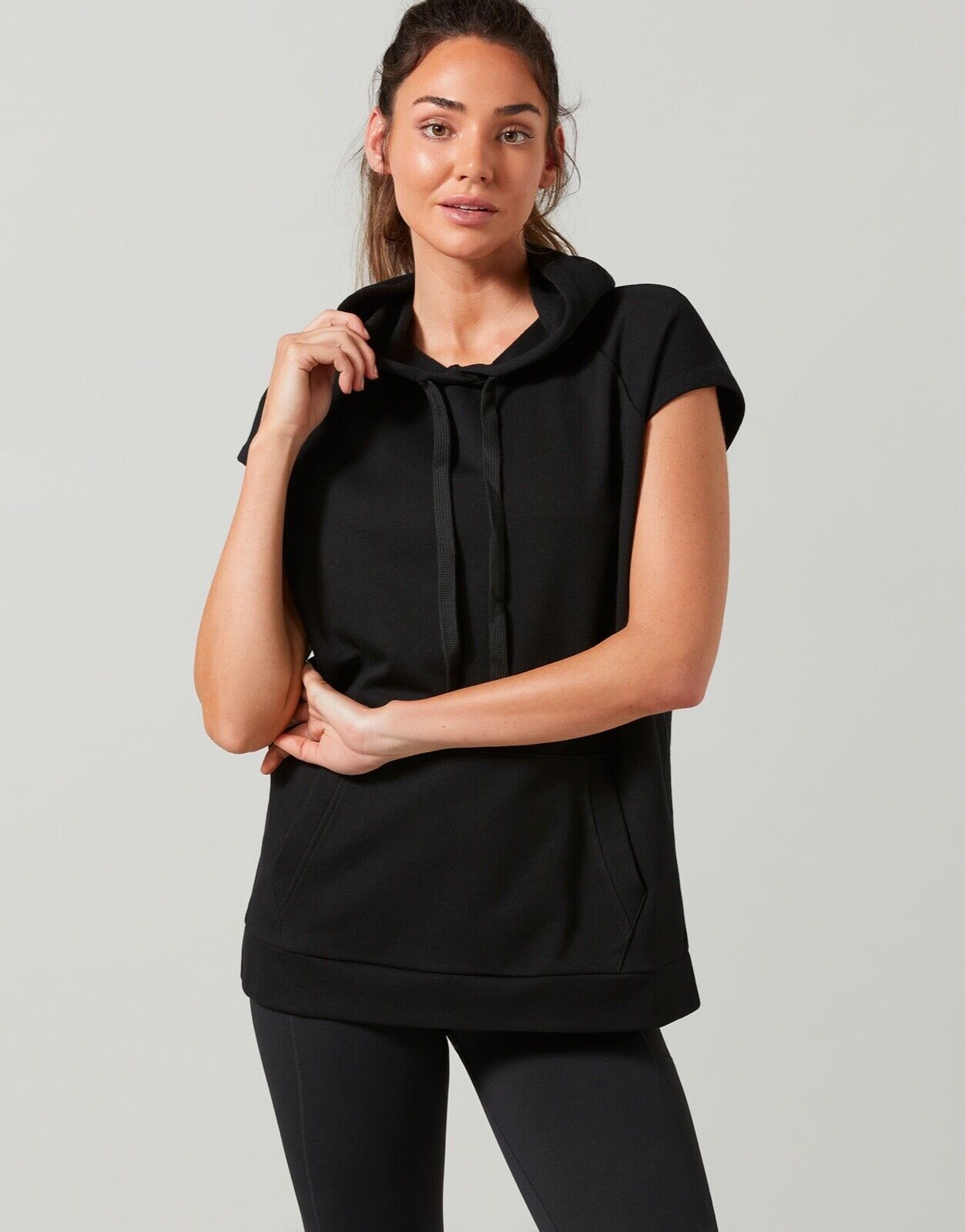 Lilybod Bailey Sleeveless Sweater Black. Front Image.