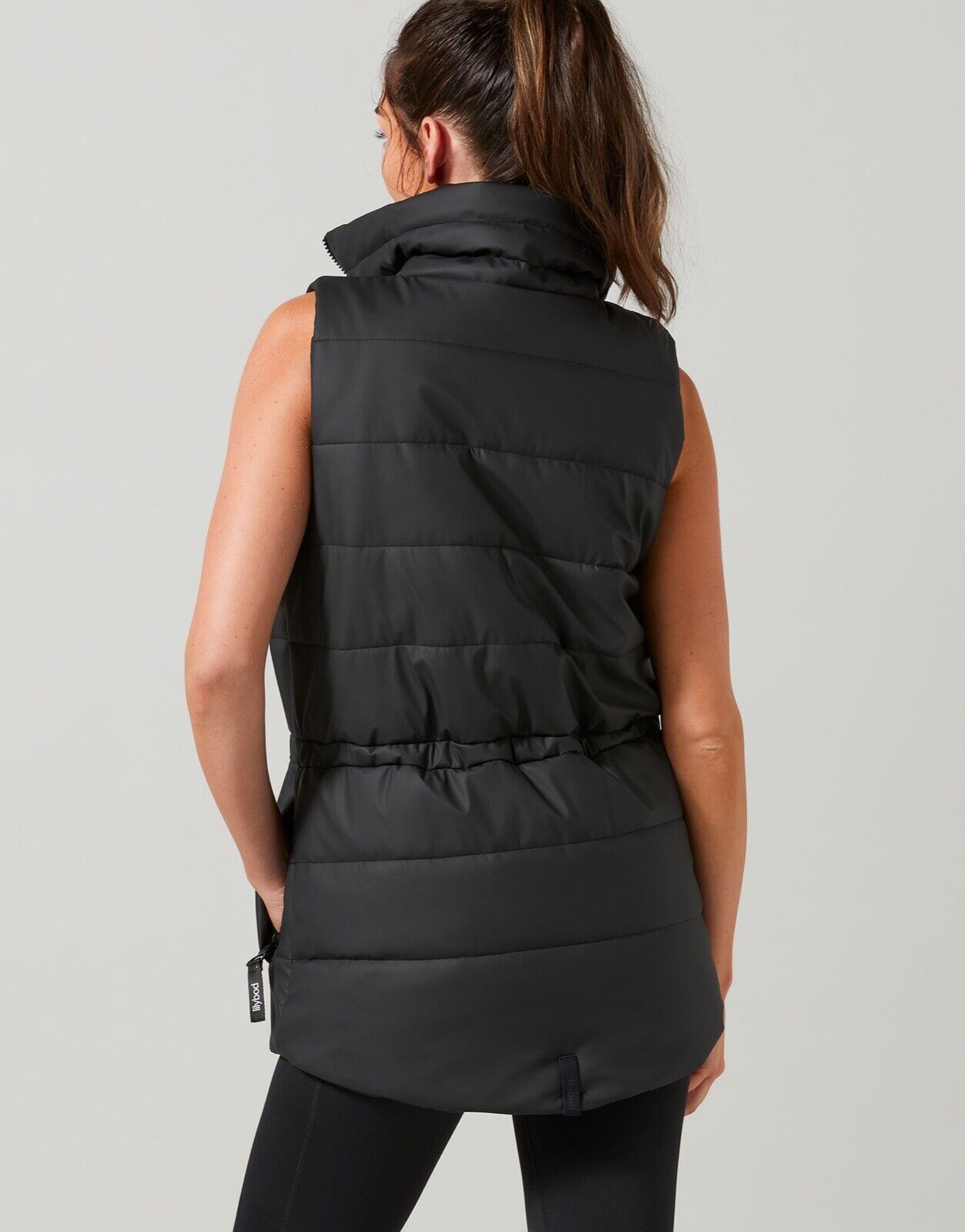 Lilybod Jordan Sleeveless Jacket Smoke Black. Back image.