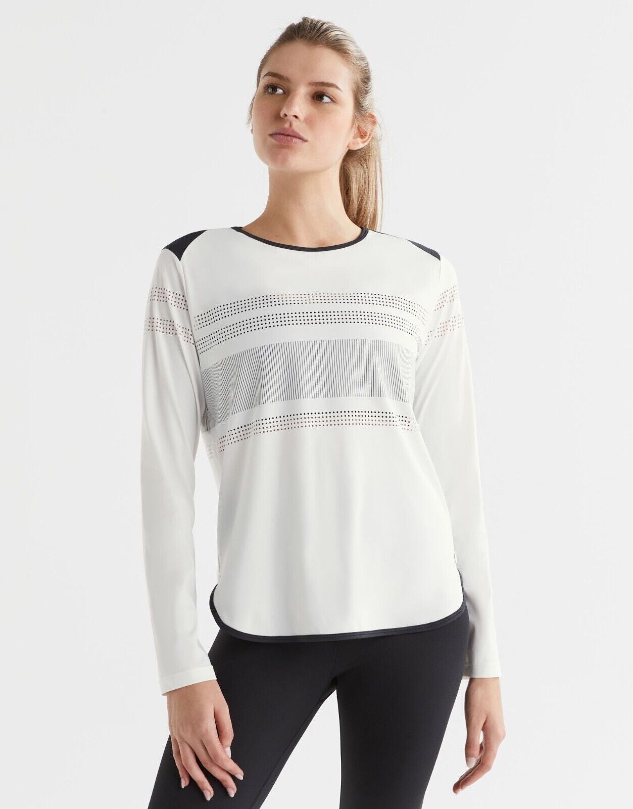 Lilybod Bella Long Sleeved Top White. Front Image.